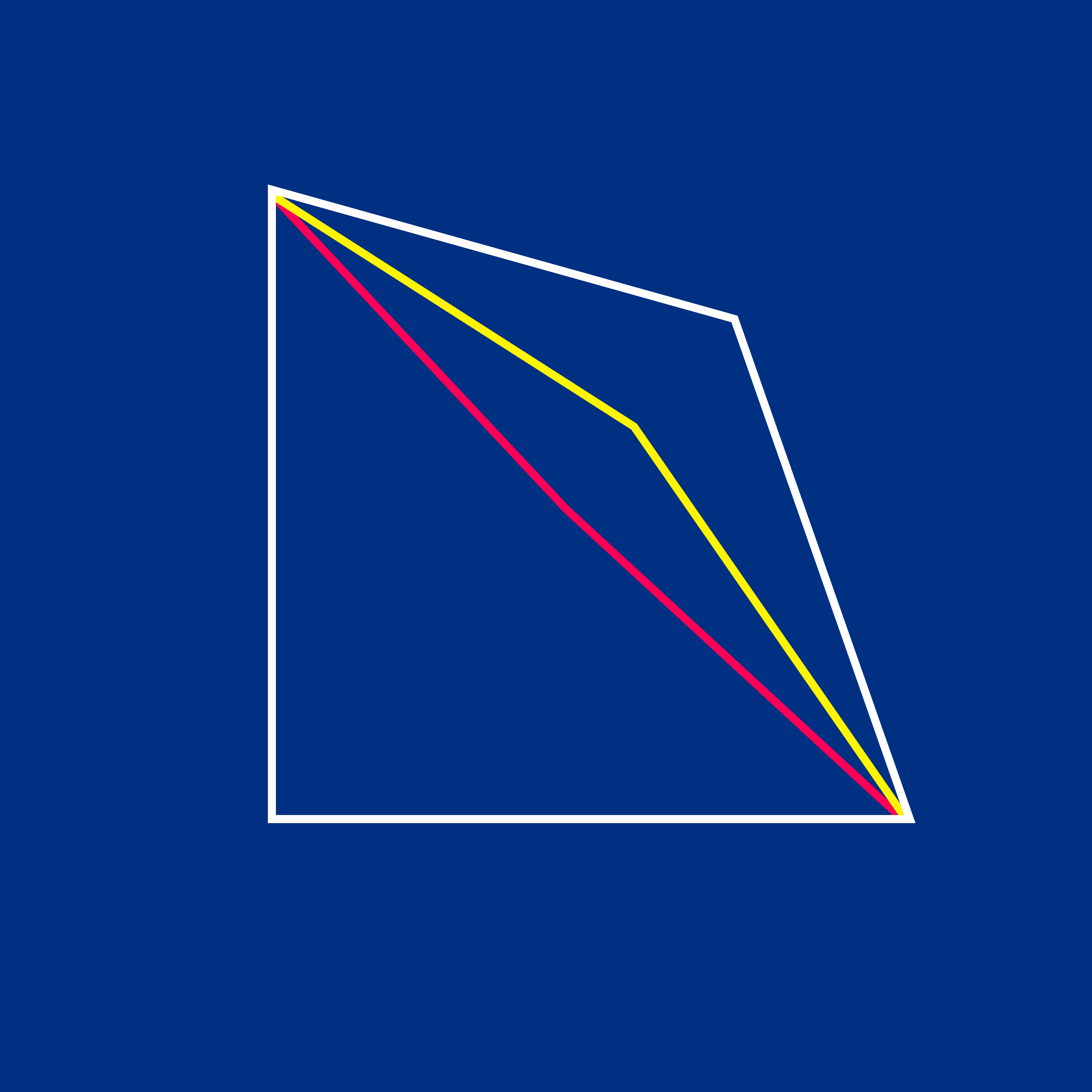 Formas geométricas con líneas coloridas sobre fondo azul