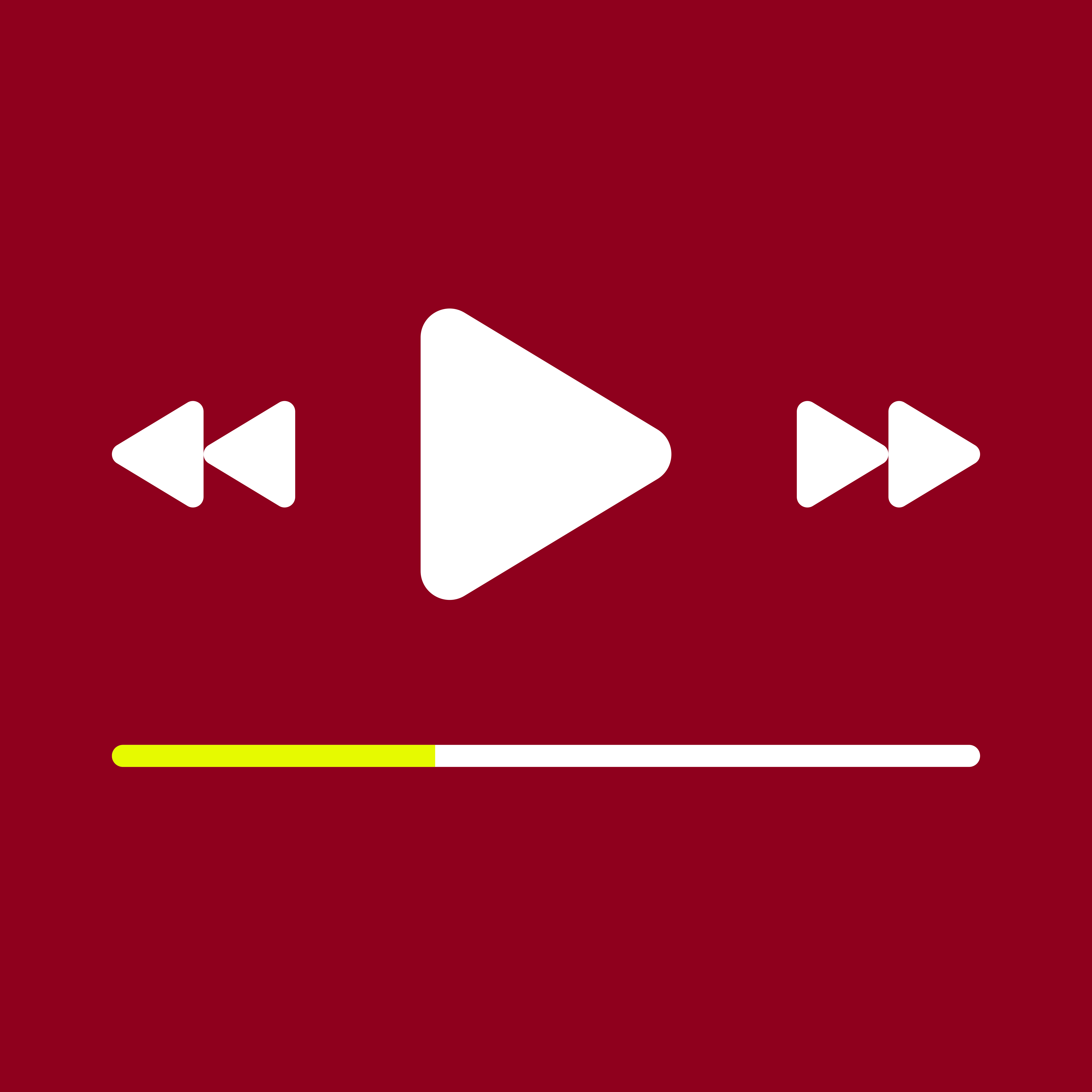 Botón blanco de reproducir con barra de progreso en rojo