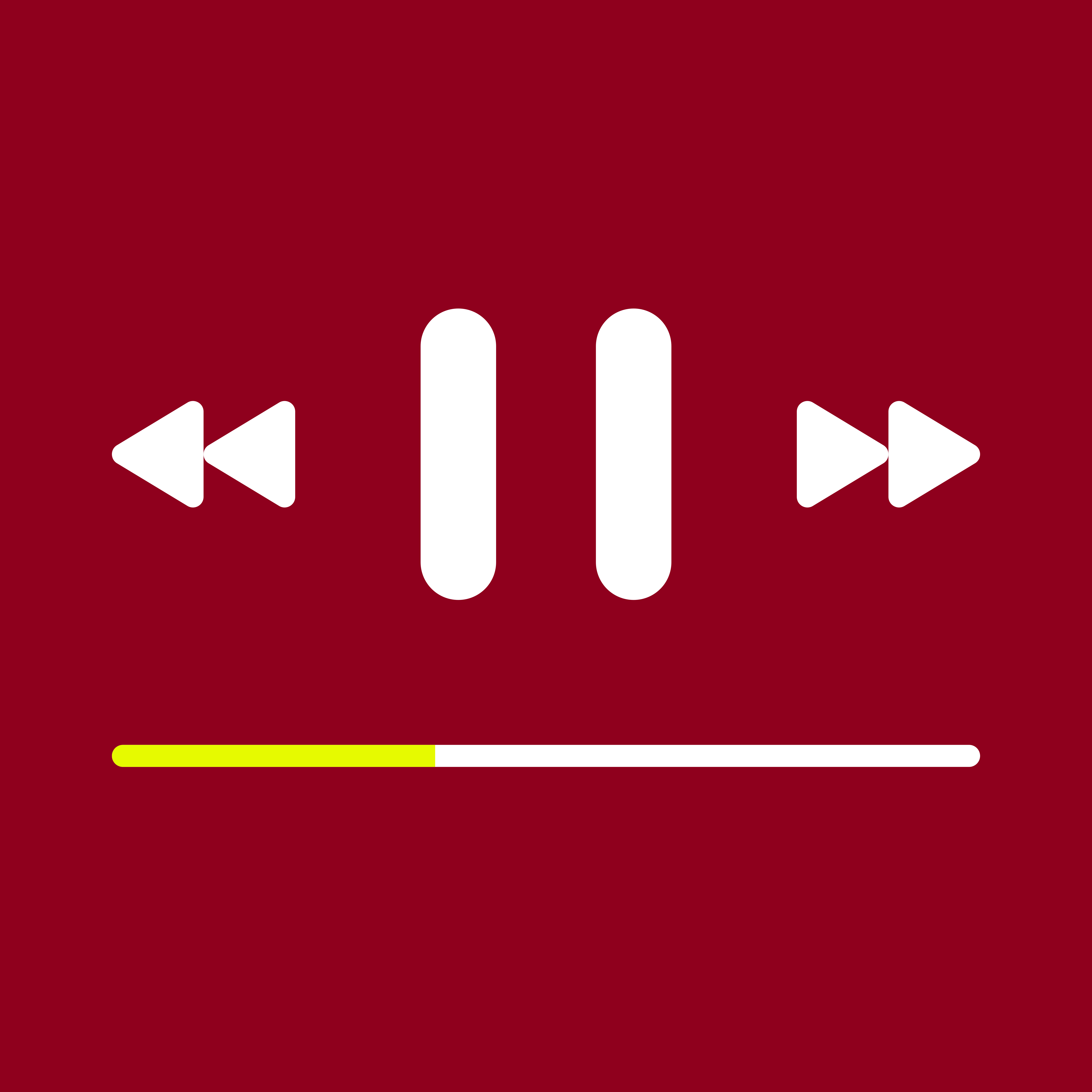 Control del reproductor multimedia con botones de pausa y salto.