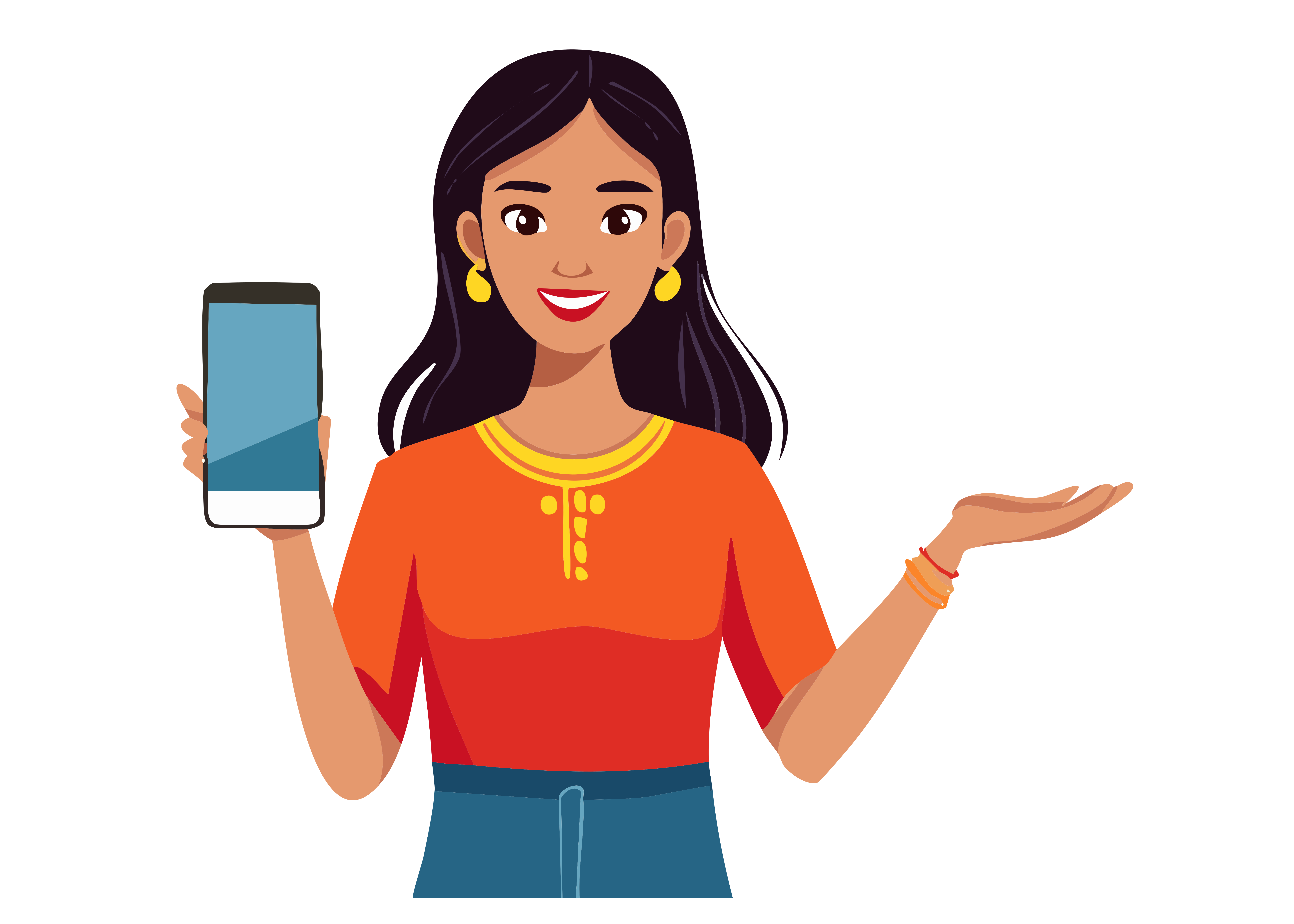 Woman holding a smartphone and gesturing