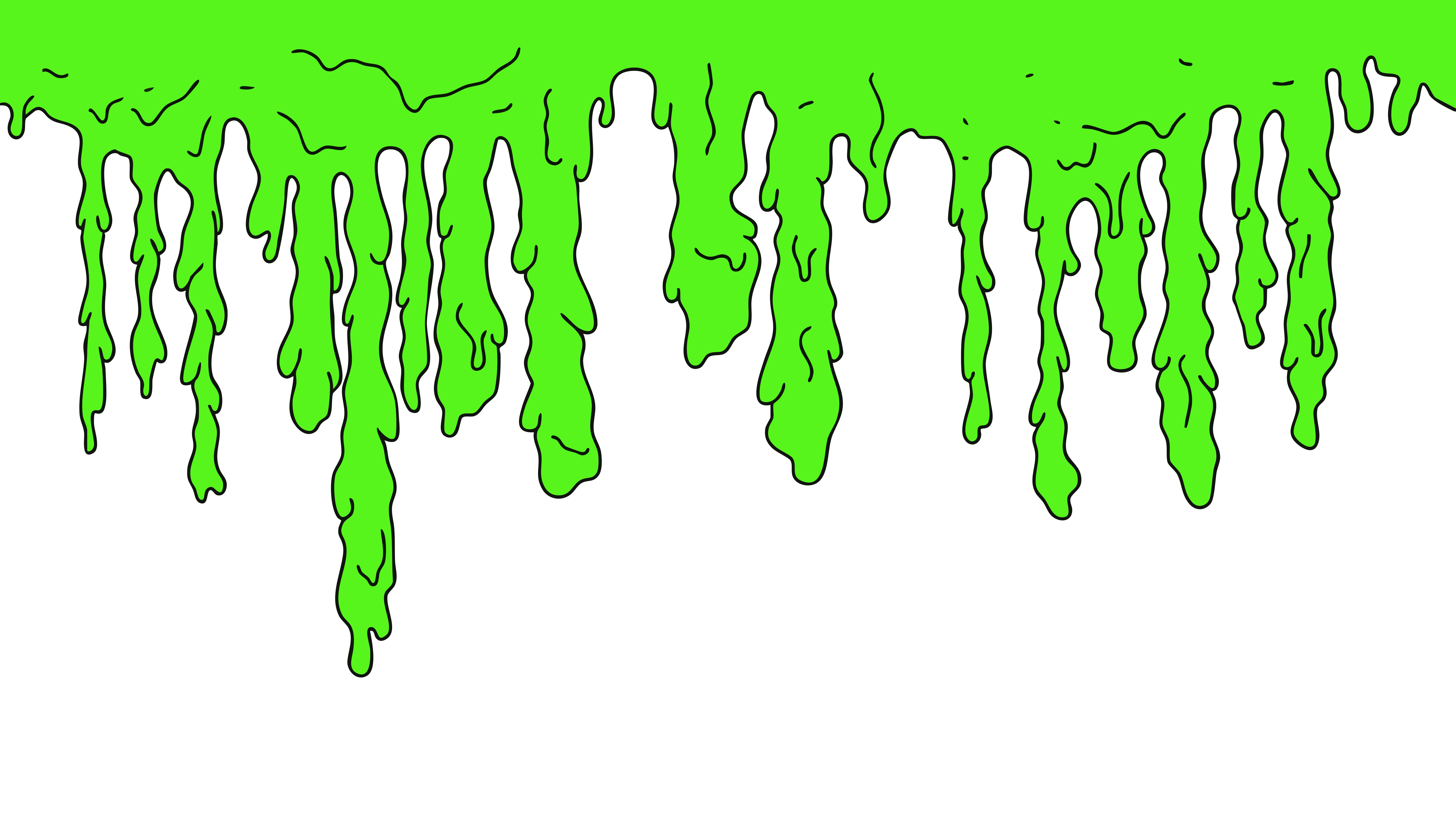 Una melma verde brillante che gocciolava su uno sfondo bianco.