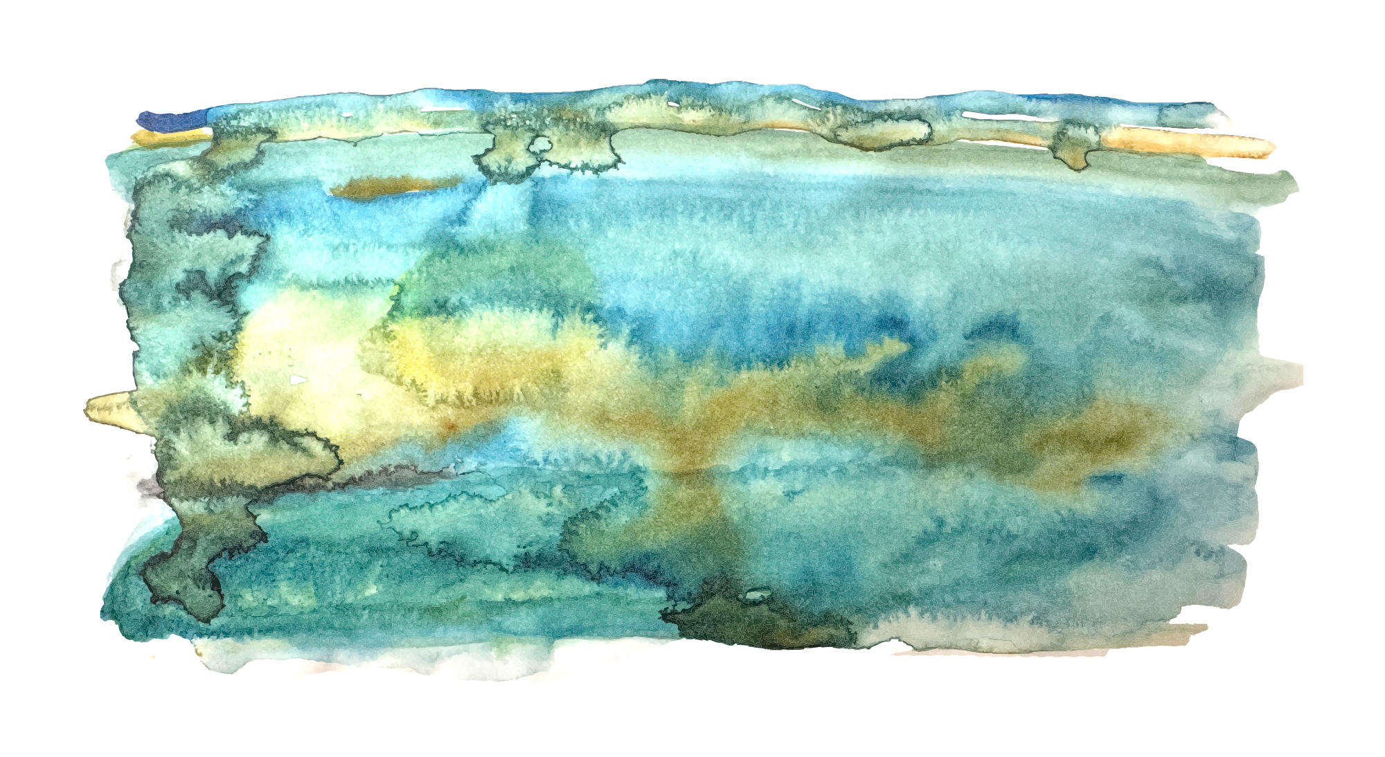 Abstract watercolor painting with blue and green hues