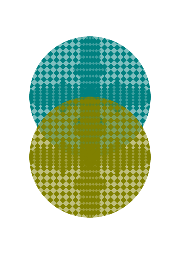 Due cerchi sovrapposti con motivi a rombi