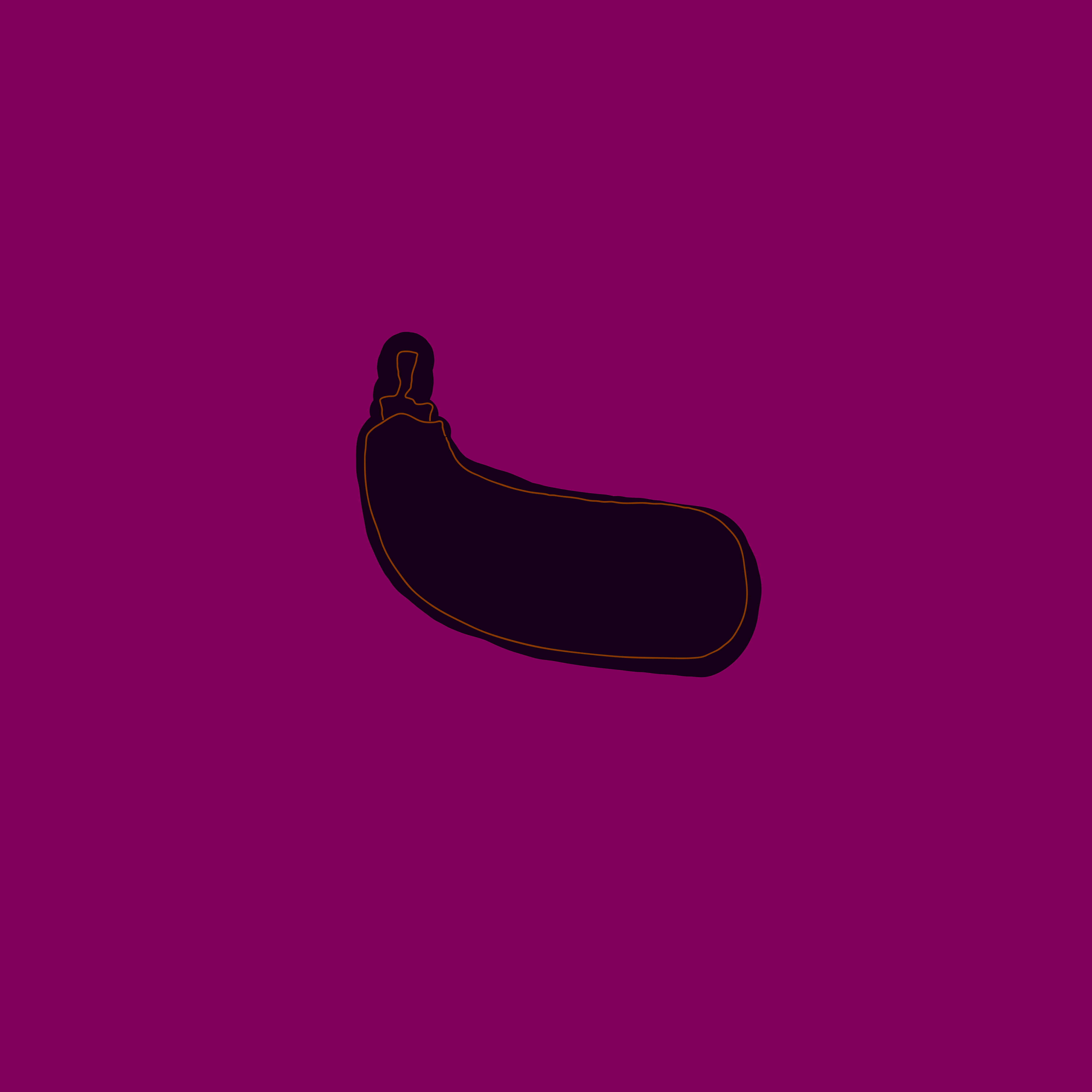 A purple eggplant on a dark purple background.