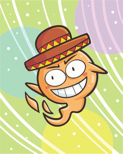 Cartoon character with a sombrero and a grin