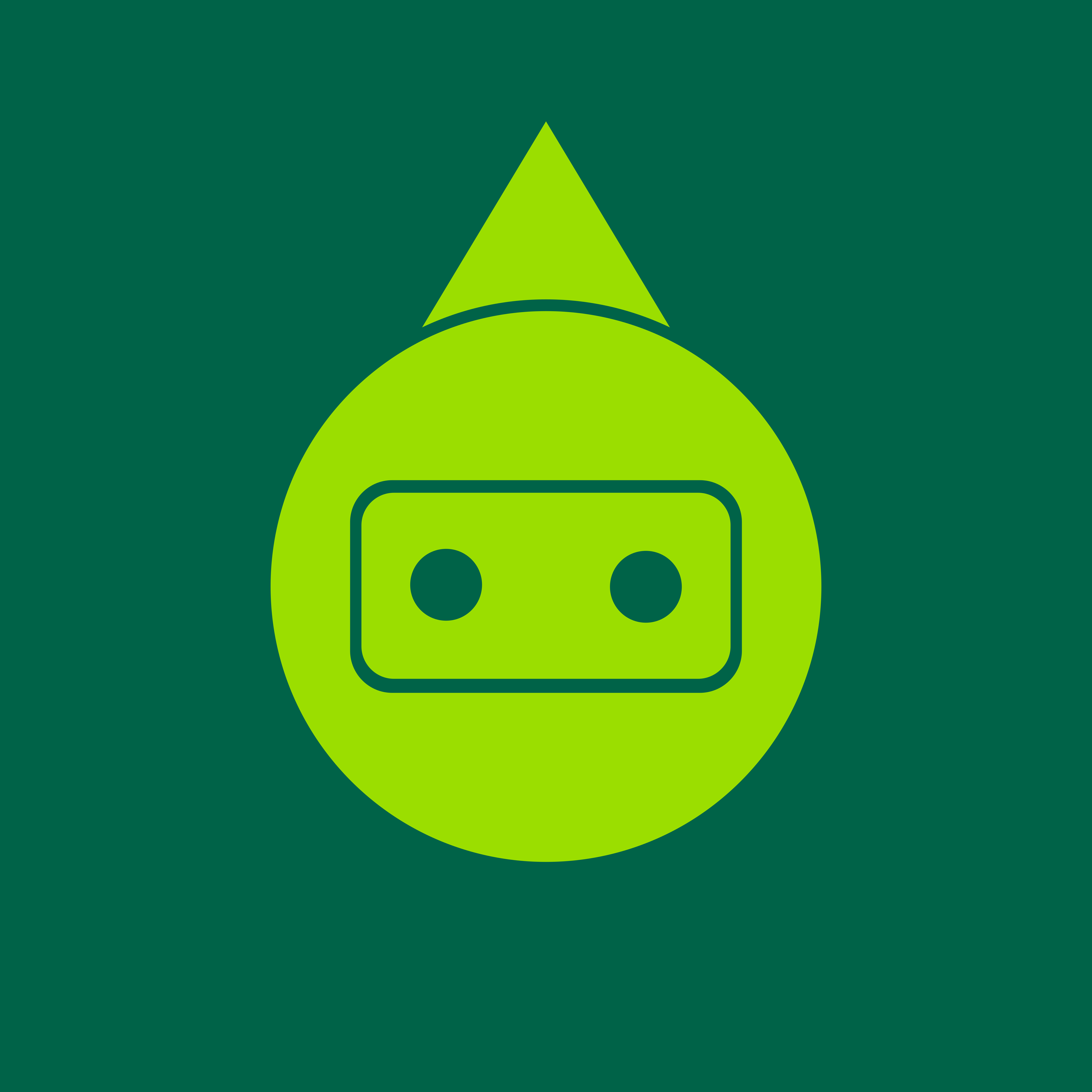 Green robot head with a triangular top