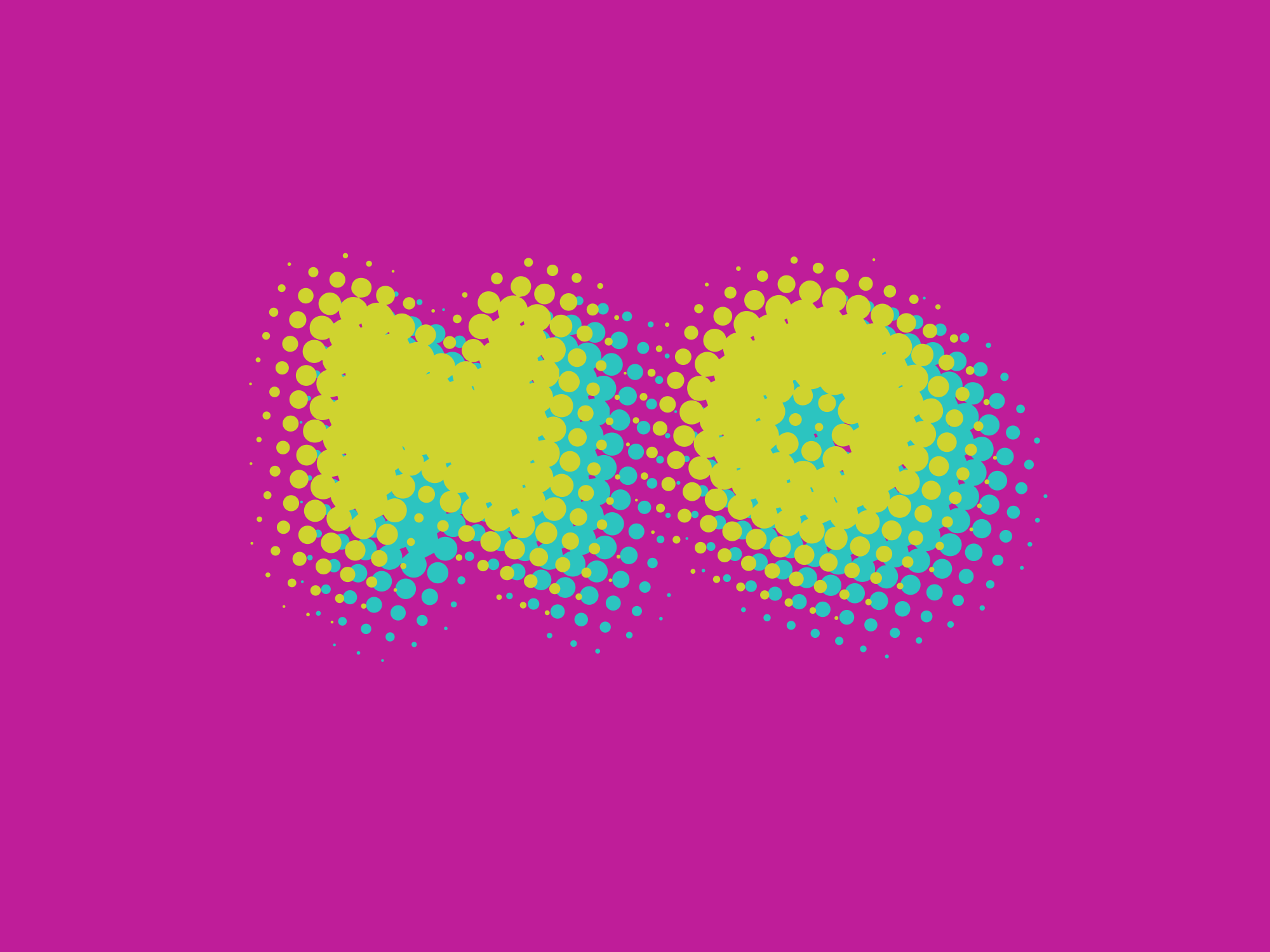 Texte « non » jaune et bleu sur fond rose.