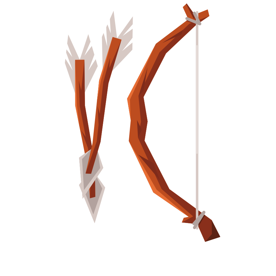 Wooden bow and arrows on white background