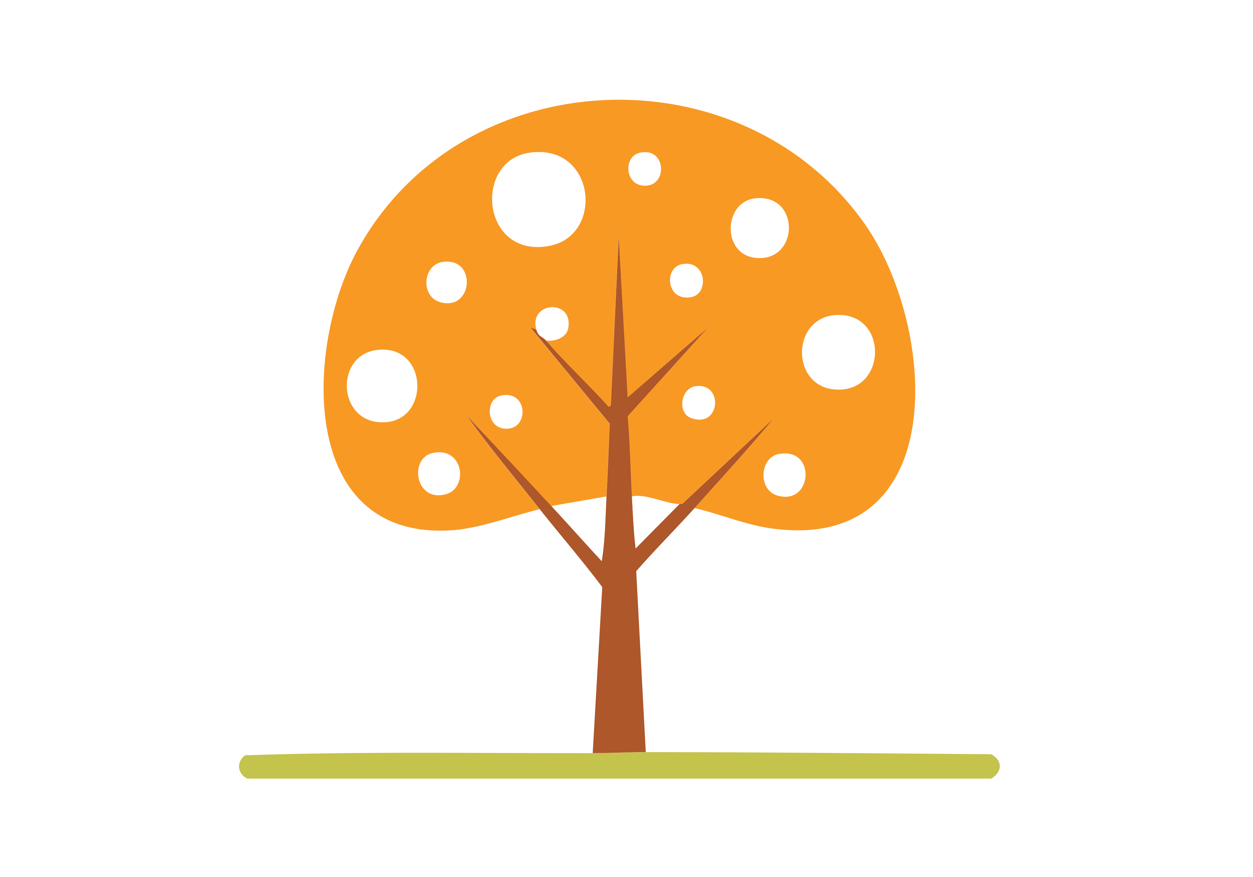 Stilisierter Orangenbaum mit weißen Kreisen auf weißem Hintergrund