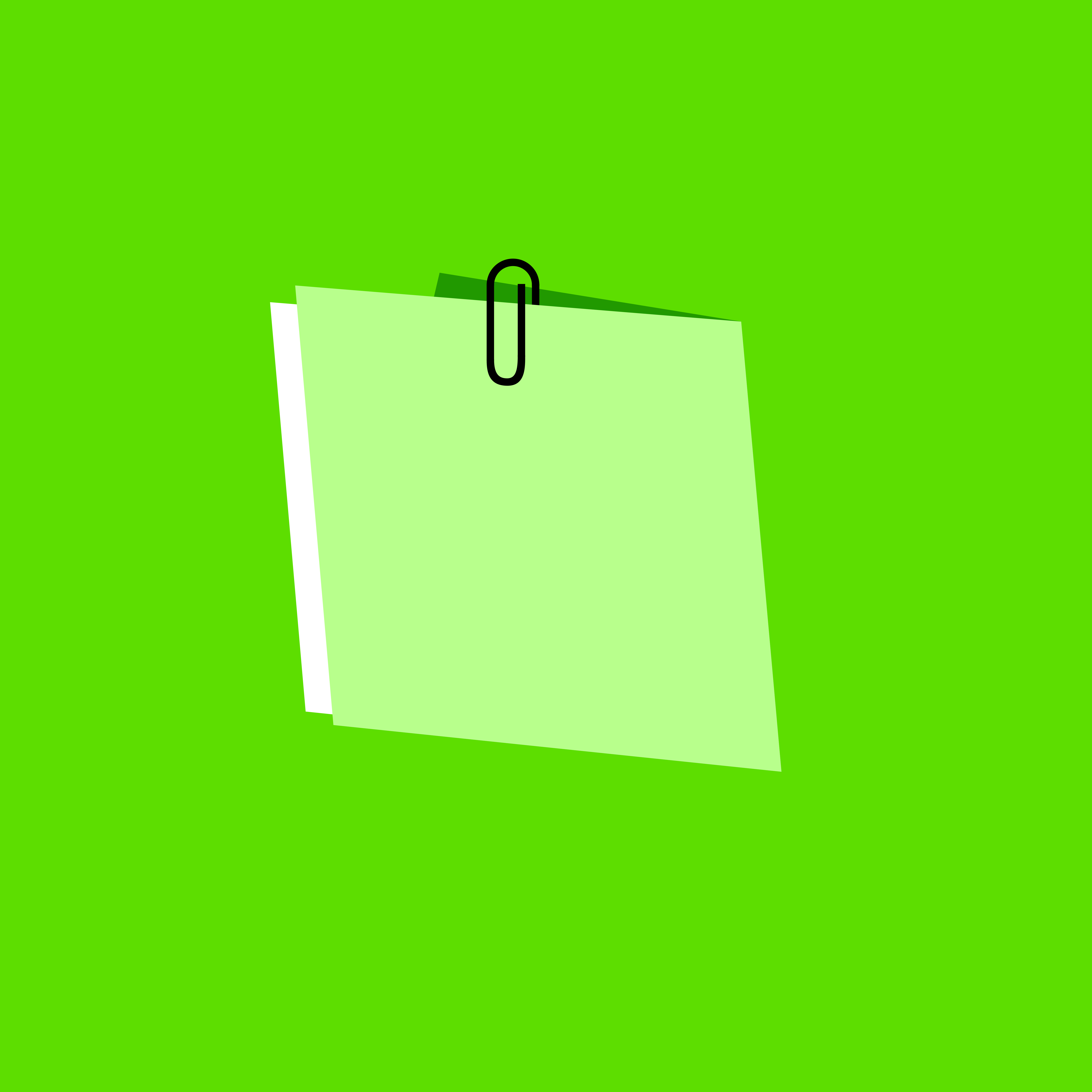 Light green paper notes attached with a paperclip.