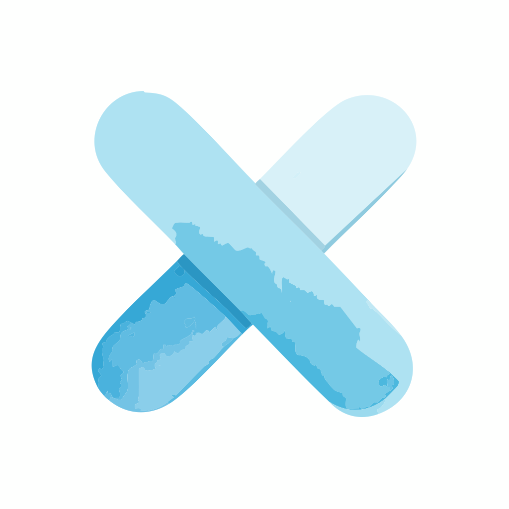 Two light blue crossed shapes with water texture