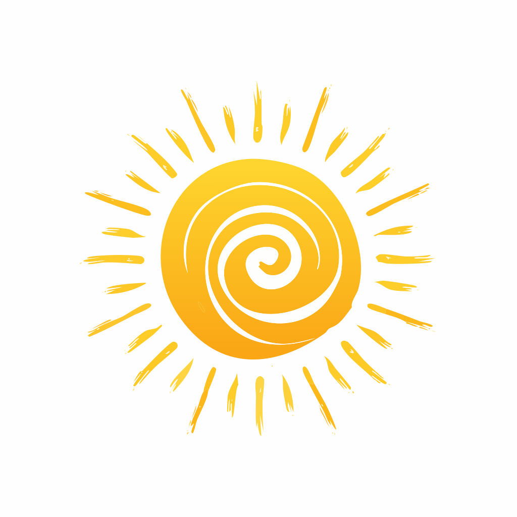 A stylized yellow sun with a spiral center and rays. vector – Free Summer  Image on Unsplash, image size:3000x3000