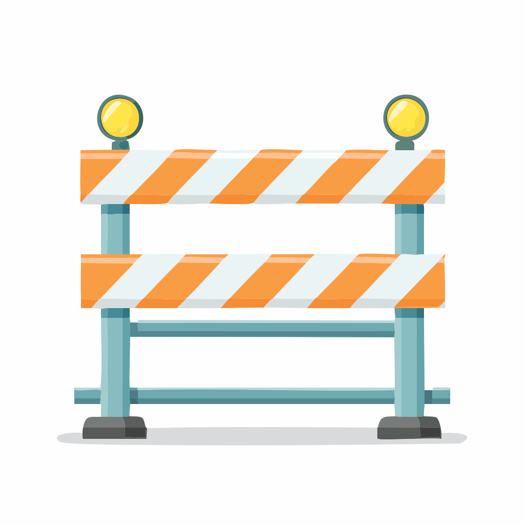 Orange and white striped construction barrier with lights