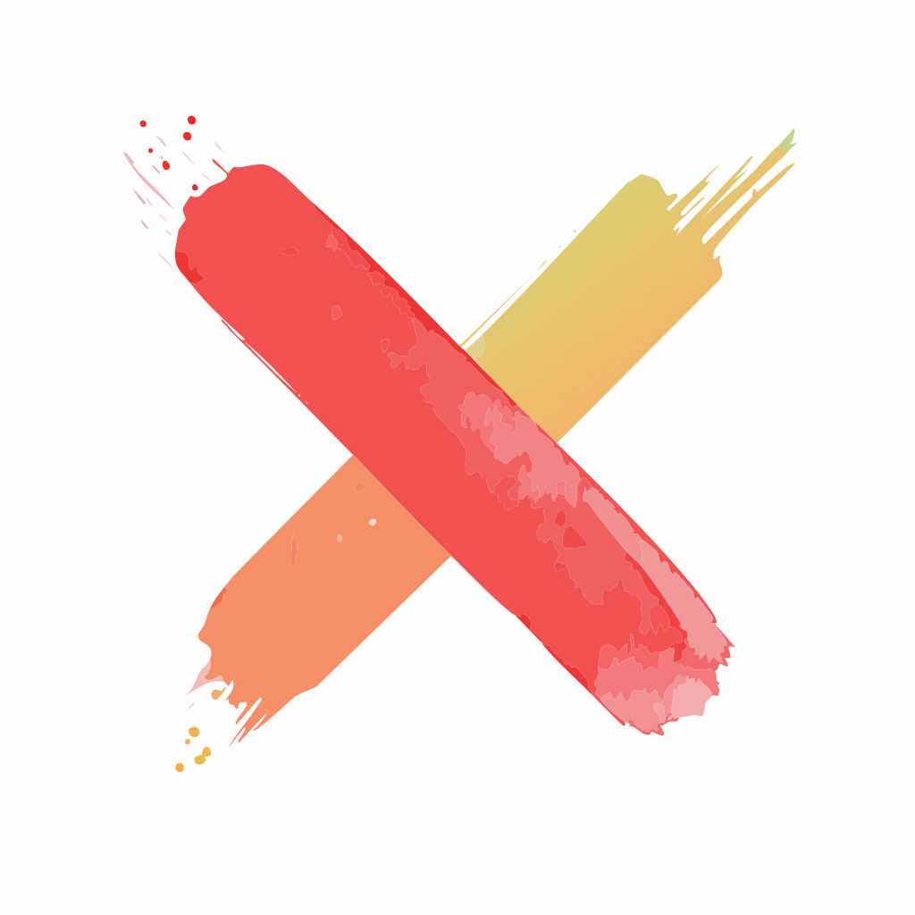 Two brush strokes forming an x shape.