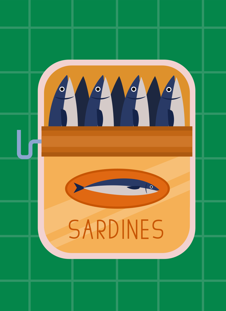 A can of sardines with fish inside