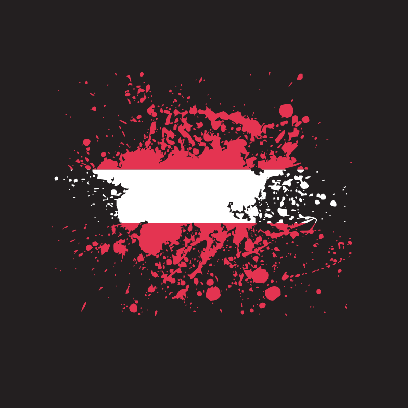 Österreichische Flagge mit rot-weißer Farbe bespritzt