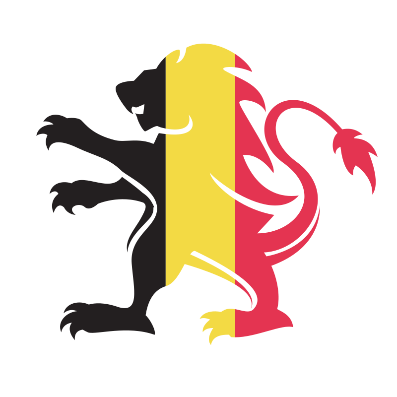 Lion emblem with belgian flag colors