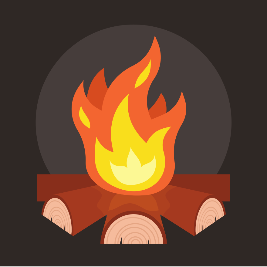 Una hoguera con troncos y llamas