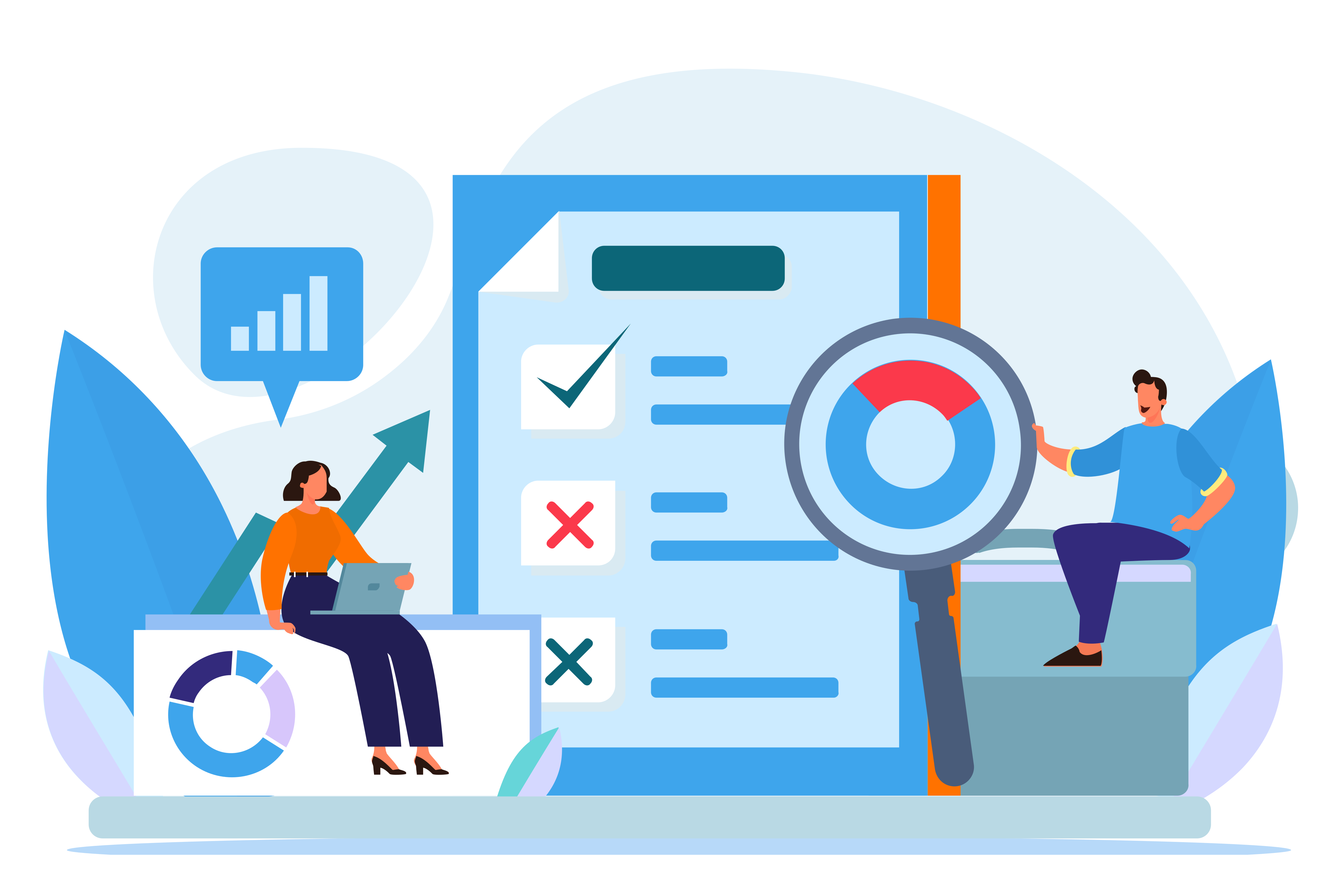 Business analytics and data visualization with people.