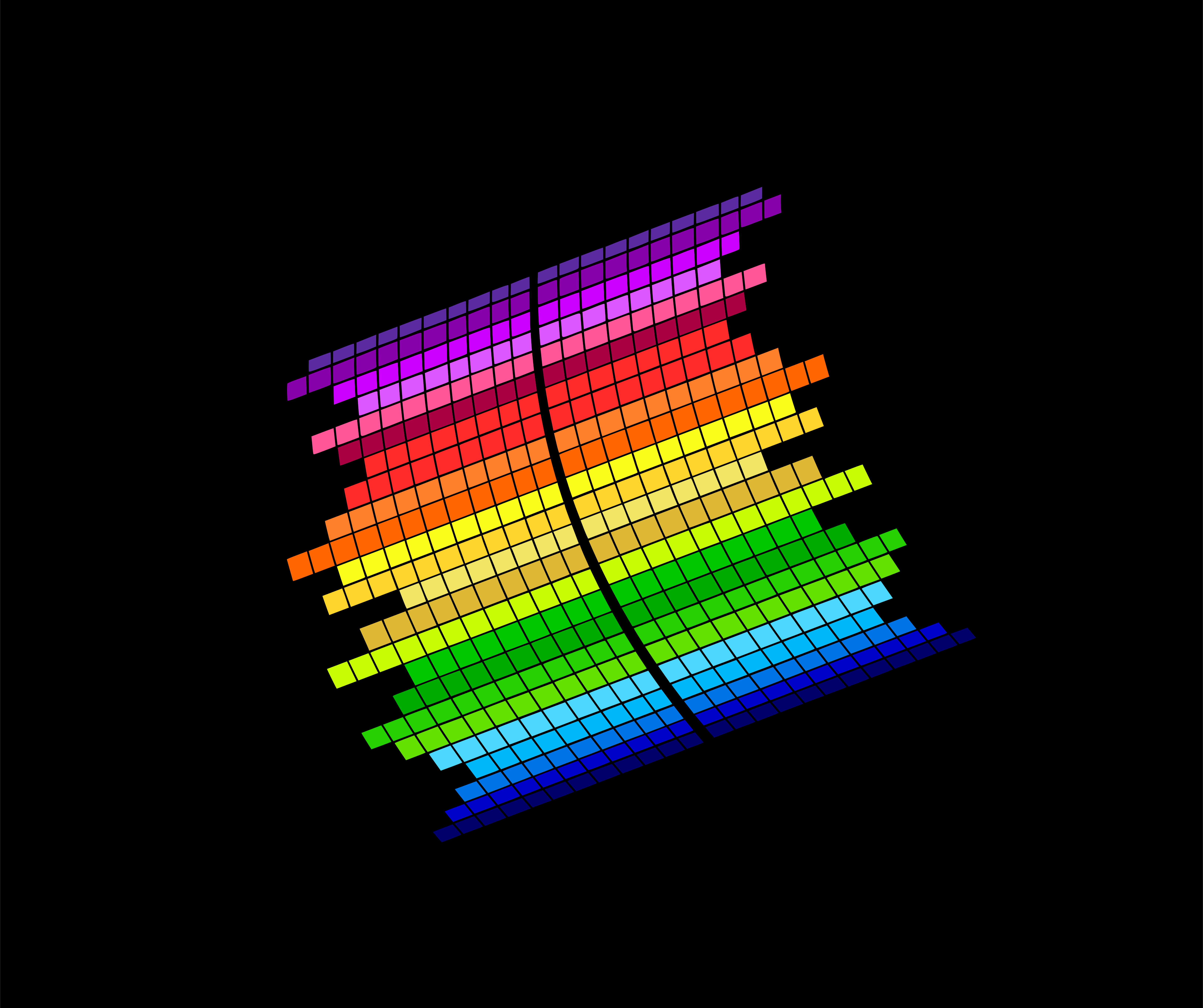 Colorful abstract grid with a black line