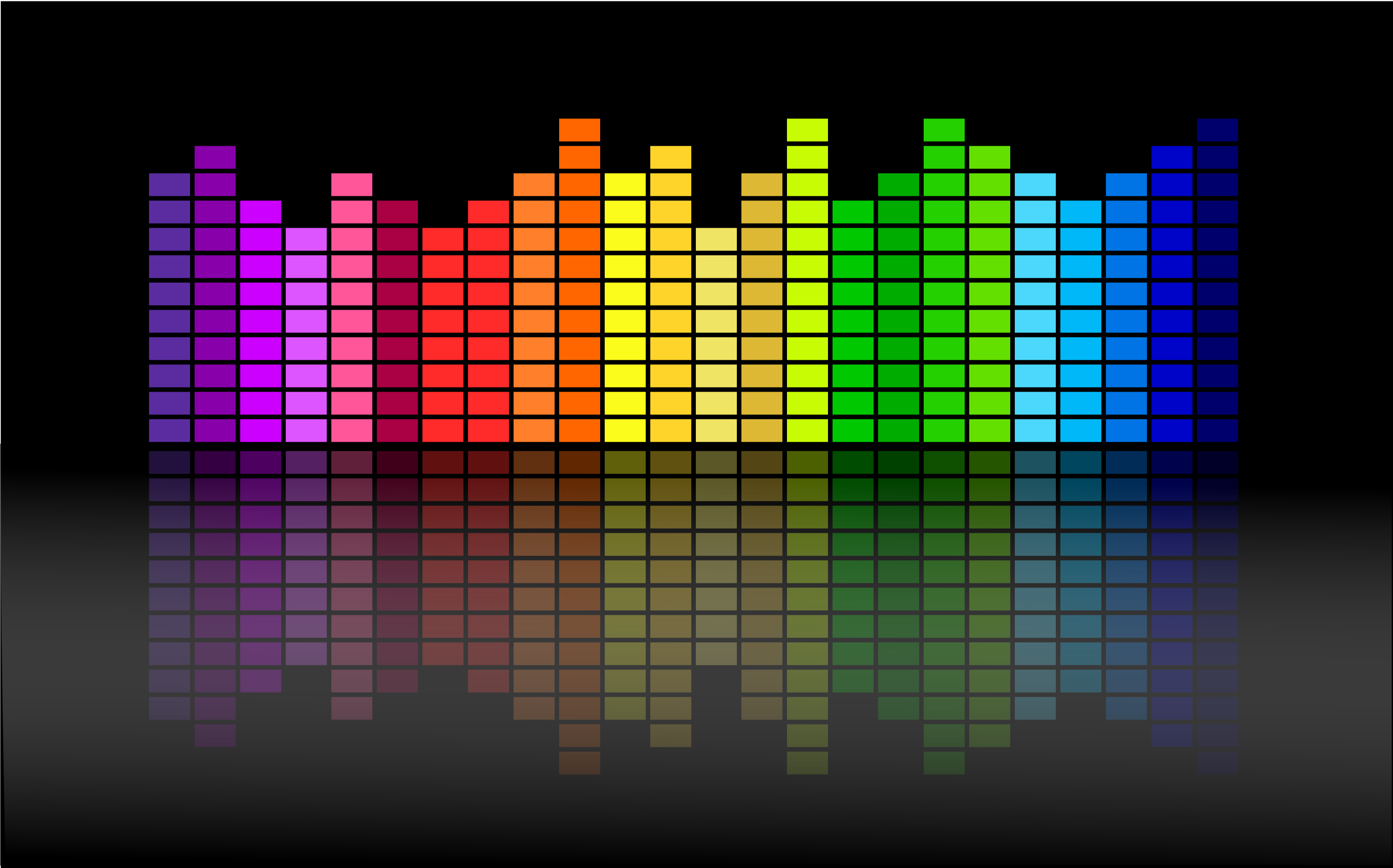 Colorful sound equalizer with reflection on black background