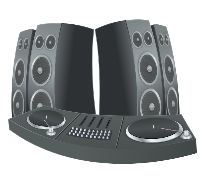 Dj turntable and speakers setup