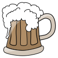 A mug overflowing with foamy beer.
