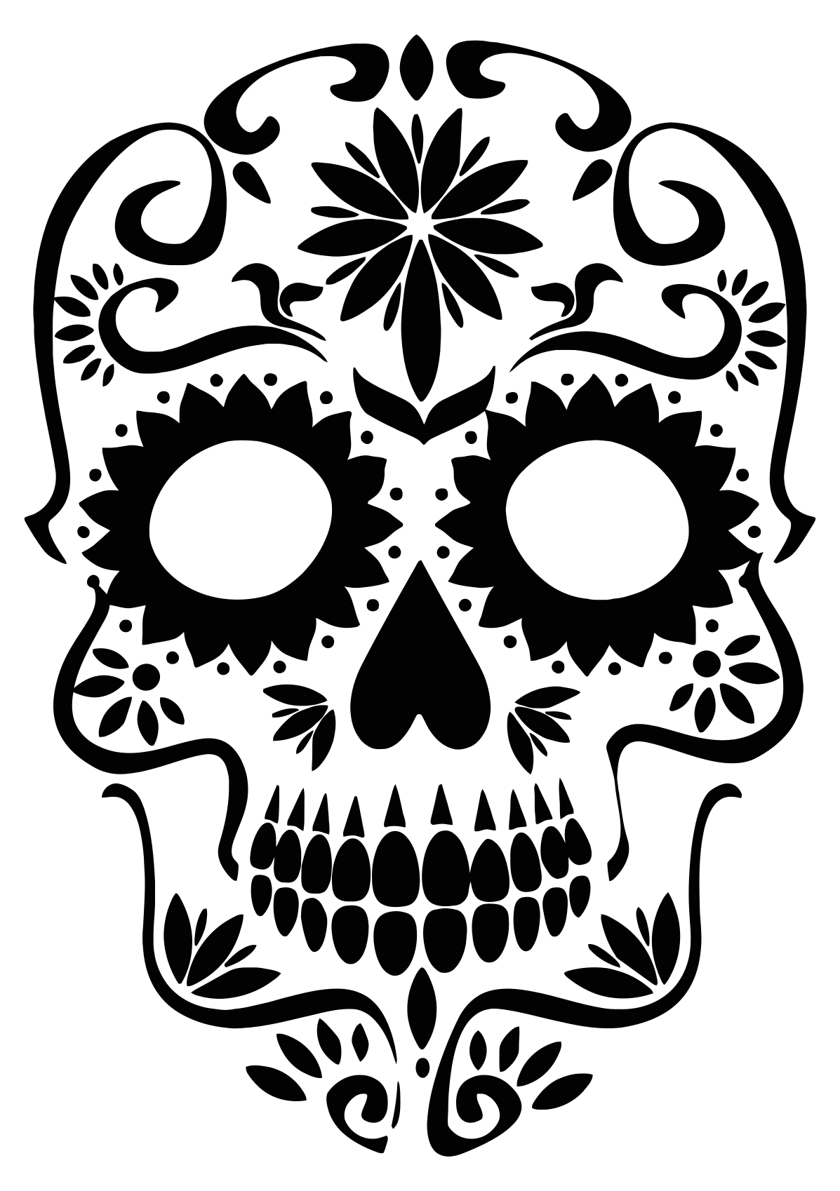 Schwarz-weißes dekoratives Zuckerschädel-Design.