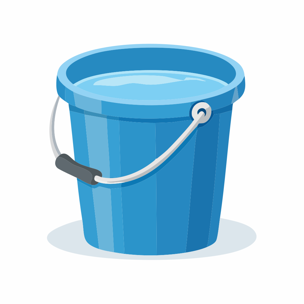 水が入った青いバケツ