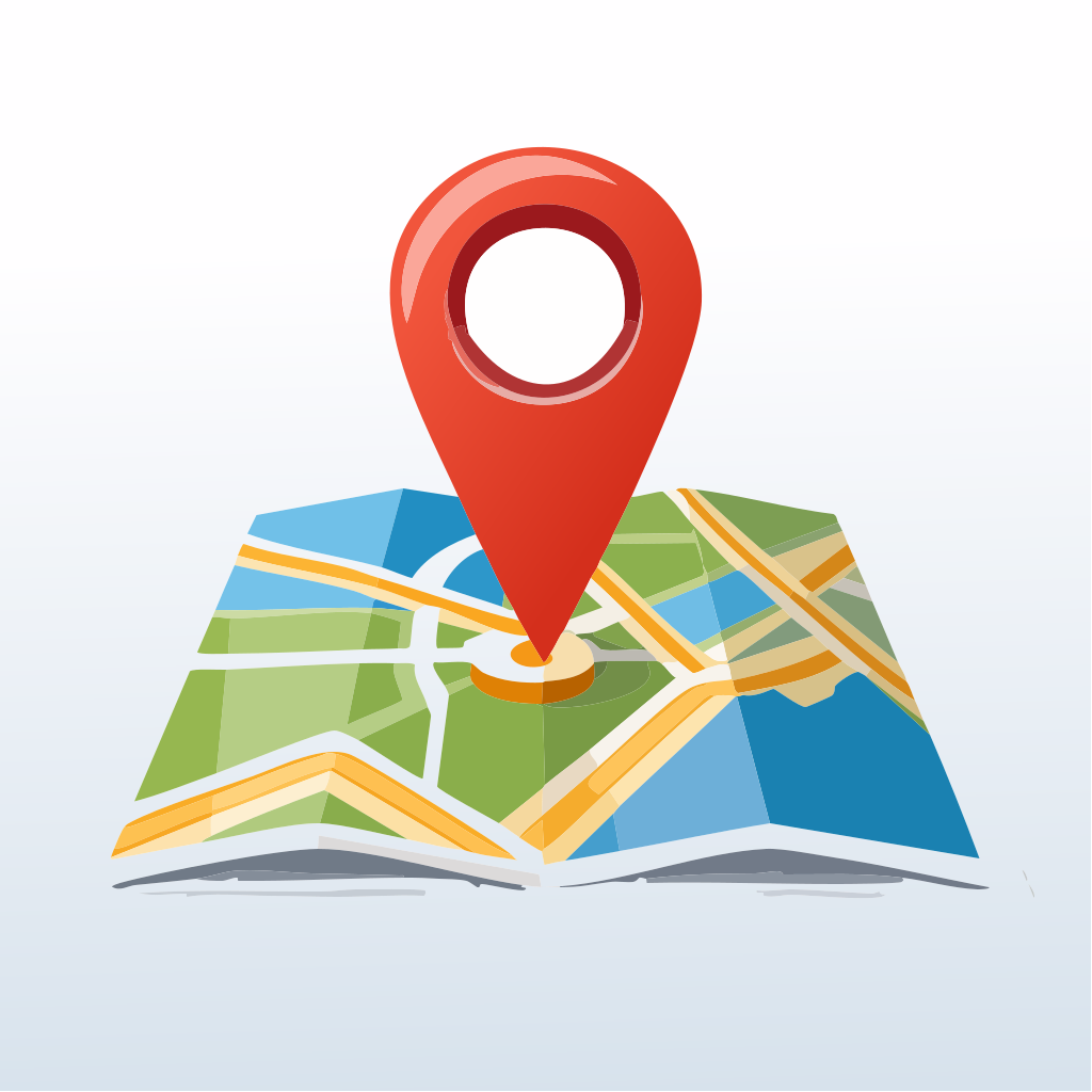 Red map pin on a folded paper map