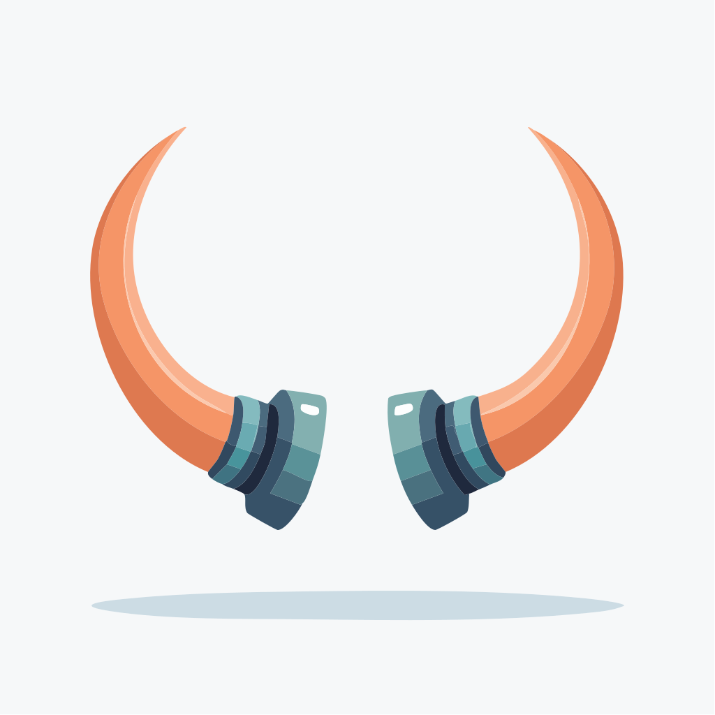 Two orange horns with grey bases