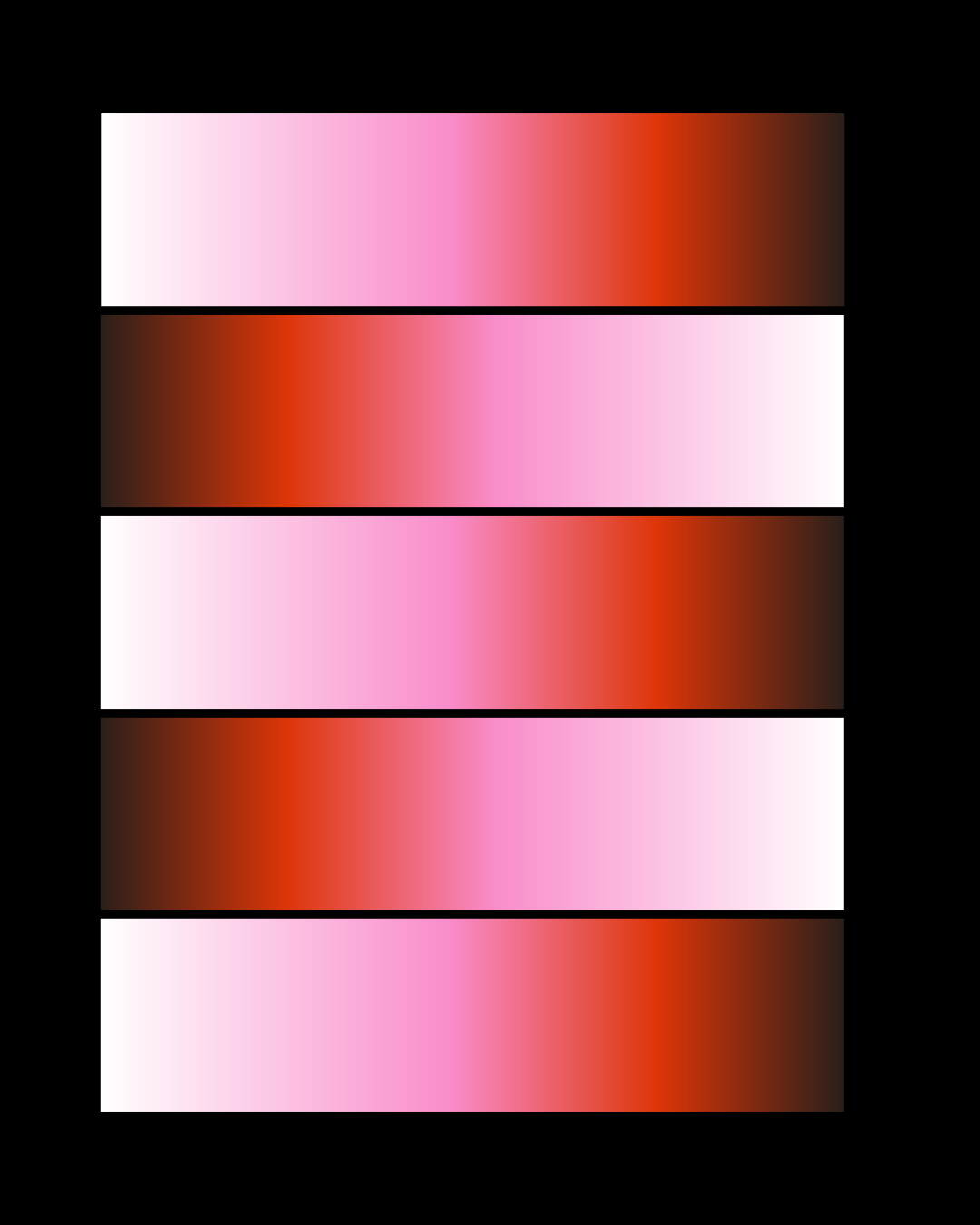 Cinq bandes horizontales avec des dégradés roses et rouges.
