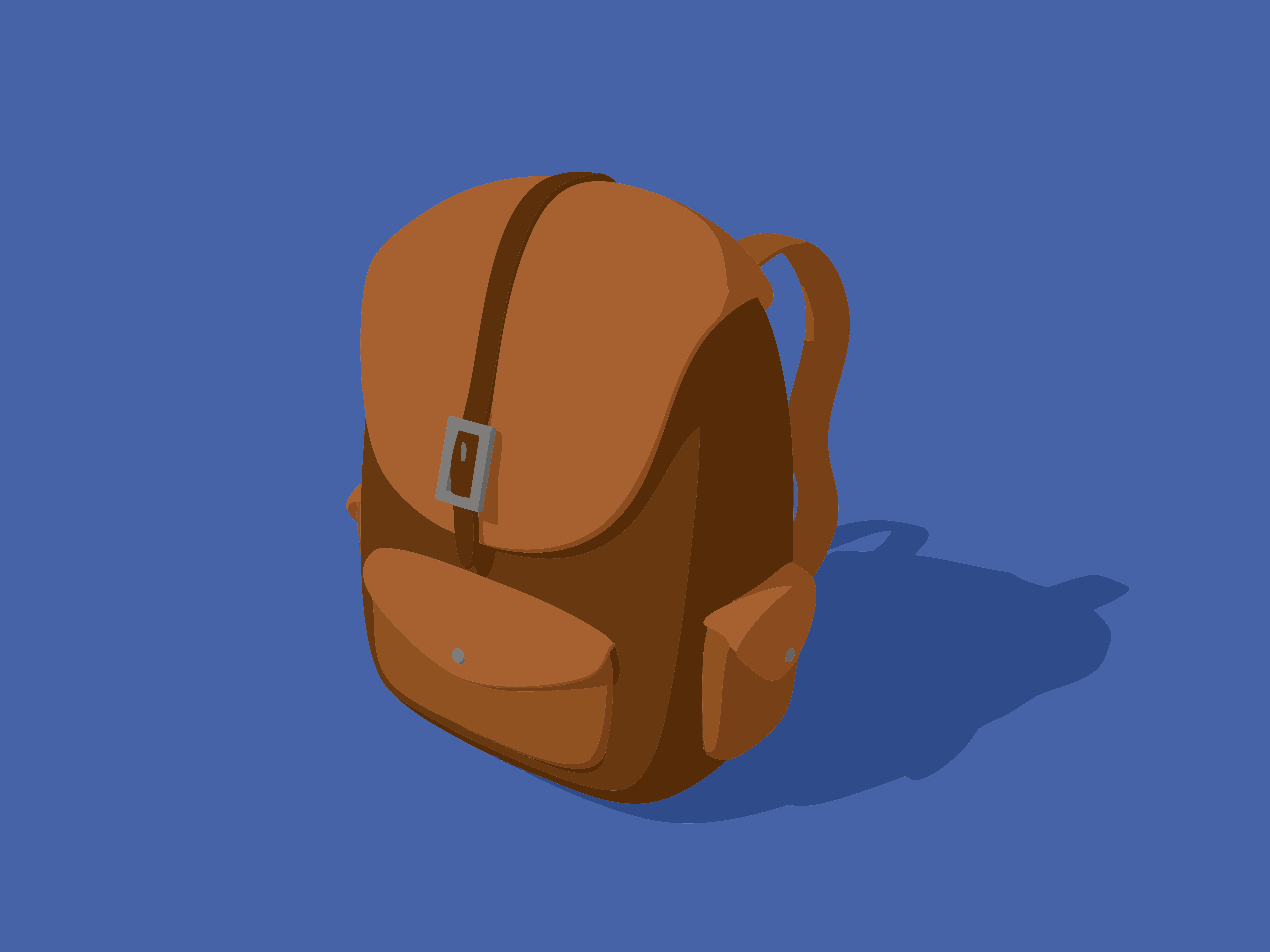 Brown backpack on a blue background