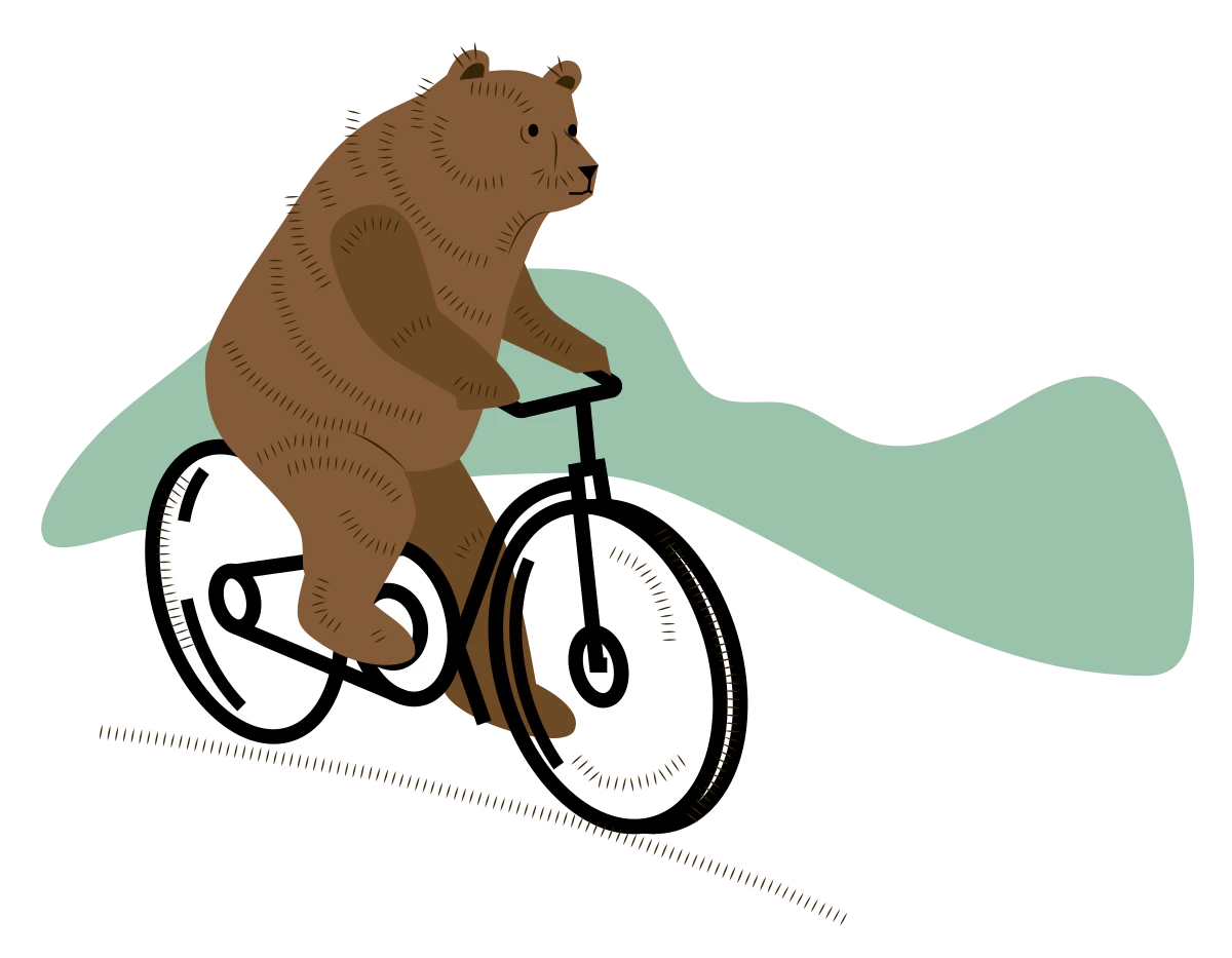 Webdesign Bern: Illustration eines Bären auf dem Velo