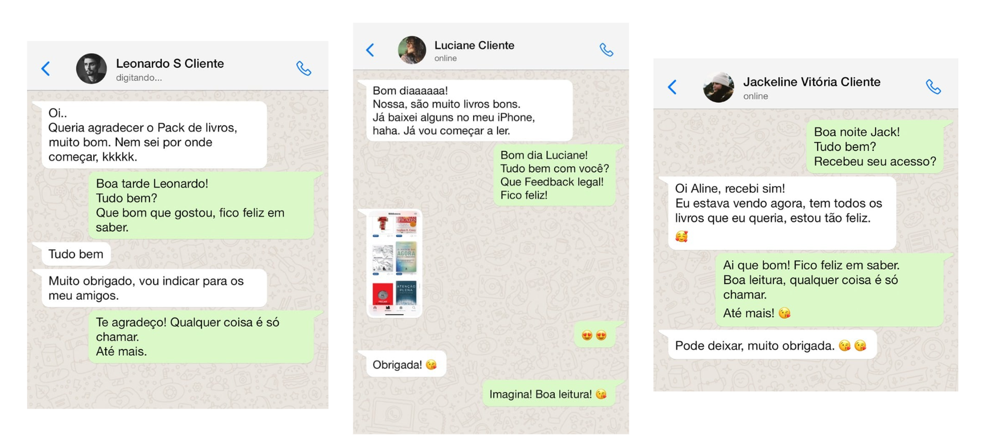 Image with three testimonials from readers.