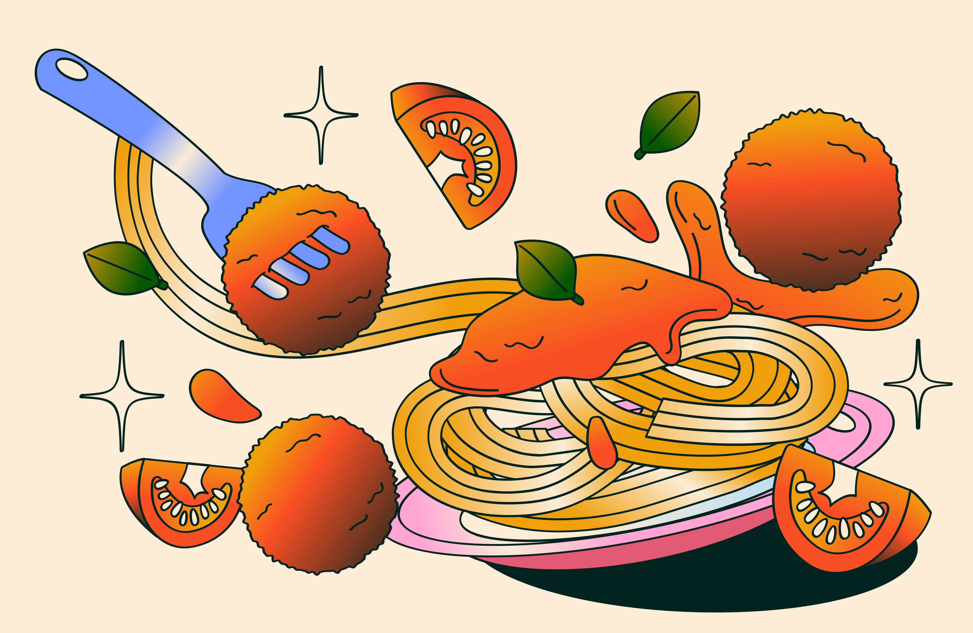 Espaguete com almôndegas com molho de tomate e tomate. vetor – Imagem  grátis sobre Papel de parede na Unsplash, image size:3000x1950