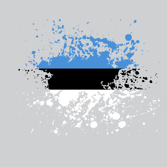 Estonian flag with abstract paint splatters