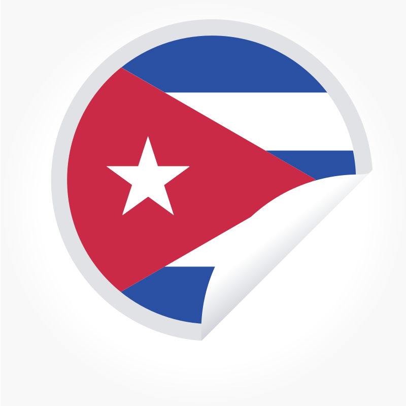 Pegatina de la bandera cubana con fondo blanco
