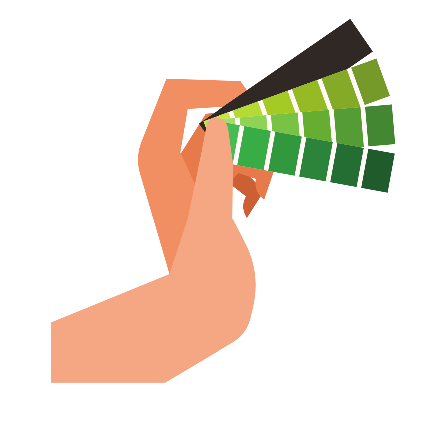 Segurando manualmente amostras de cor verde