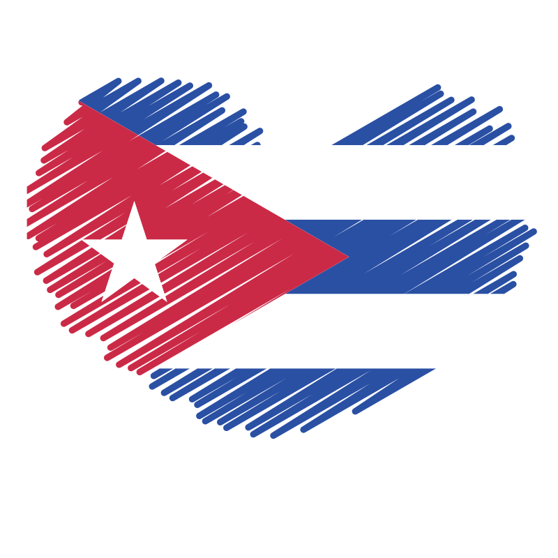 Forma de corazón con patrón de bandera cubana
