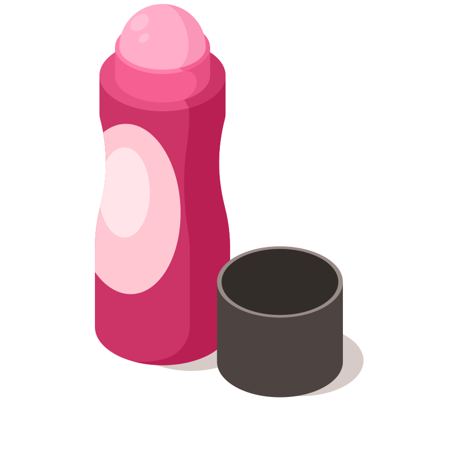 Pink roll-on deodorant with cap removed