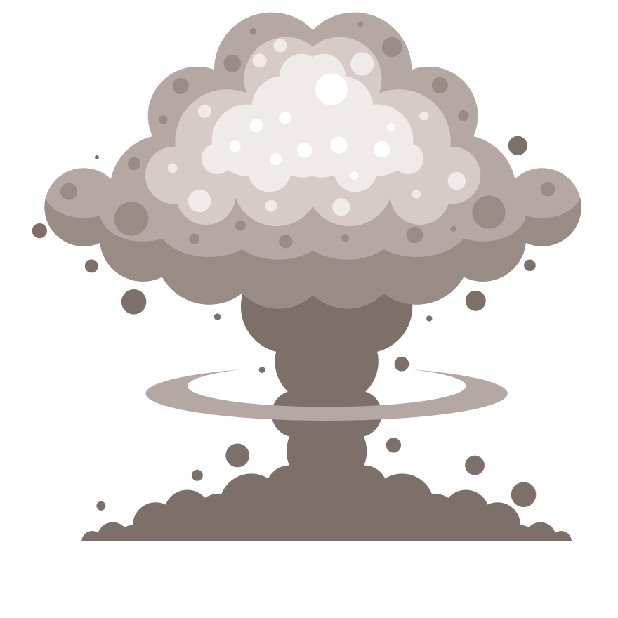 A mushroom cloud explosion with debris.