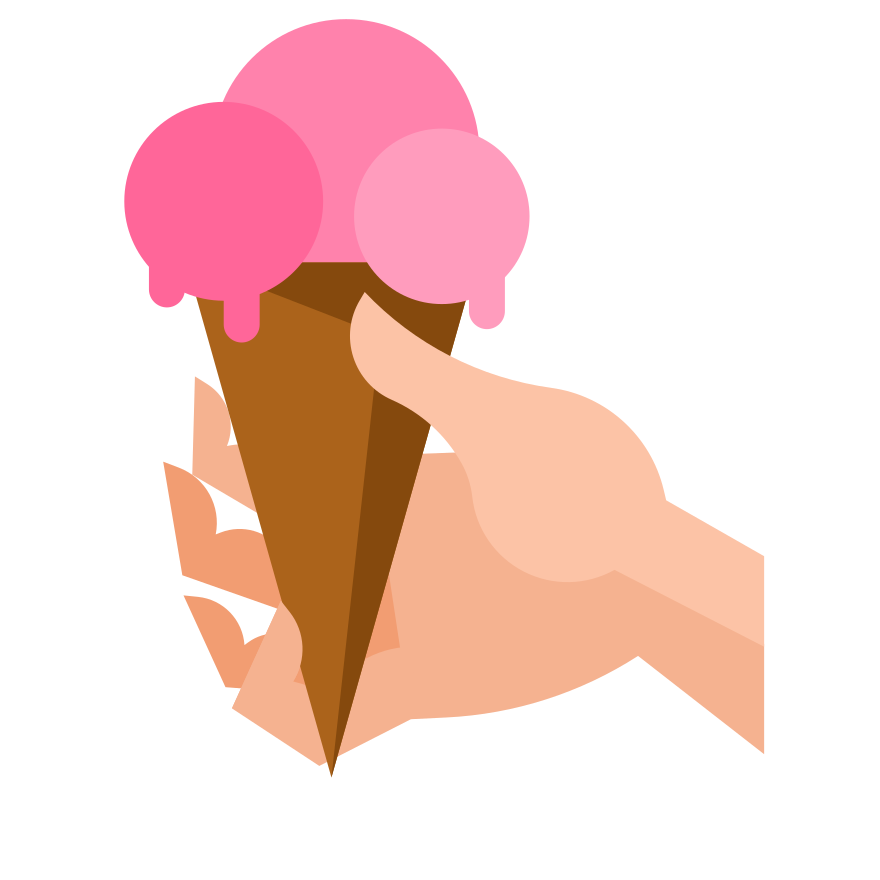 Hand holding a pink ice cream cone