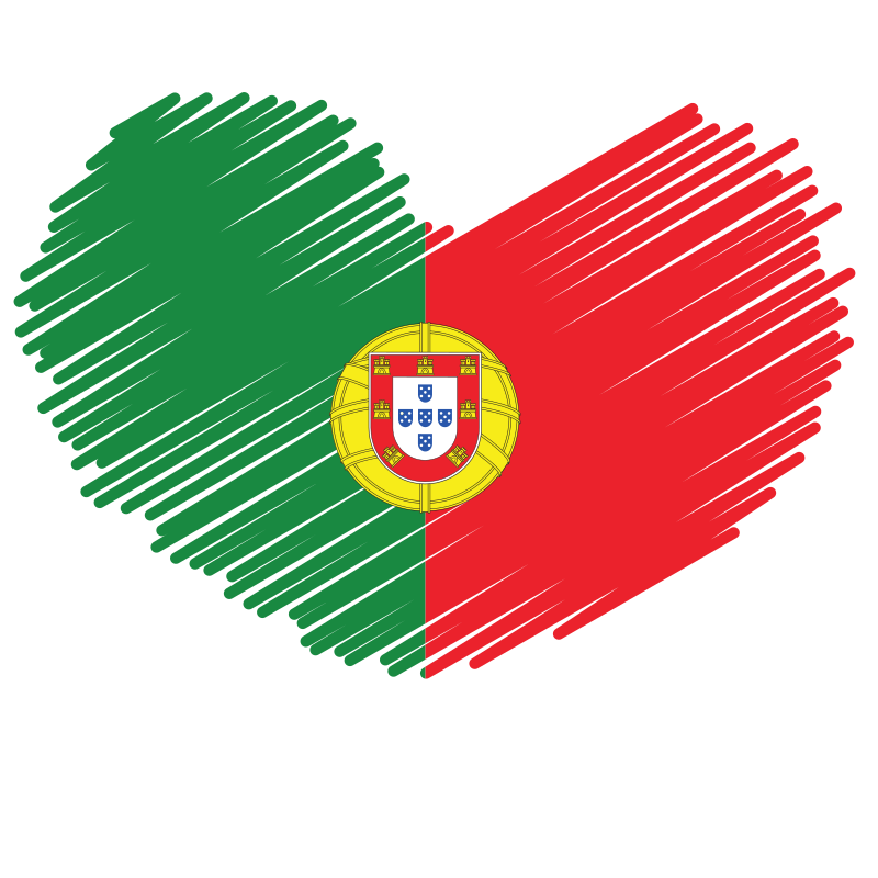 Heart shape with portuguese flag colors and coat of arms