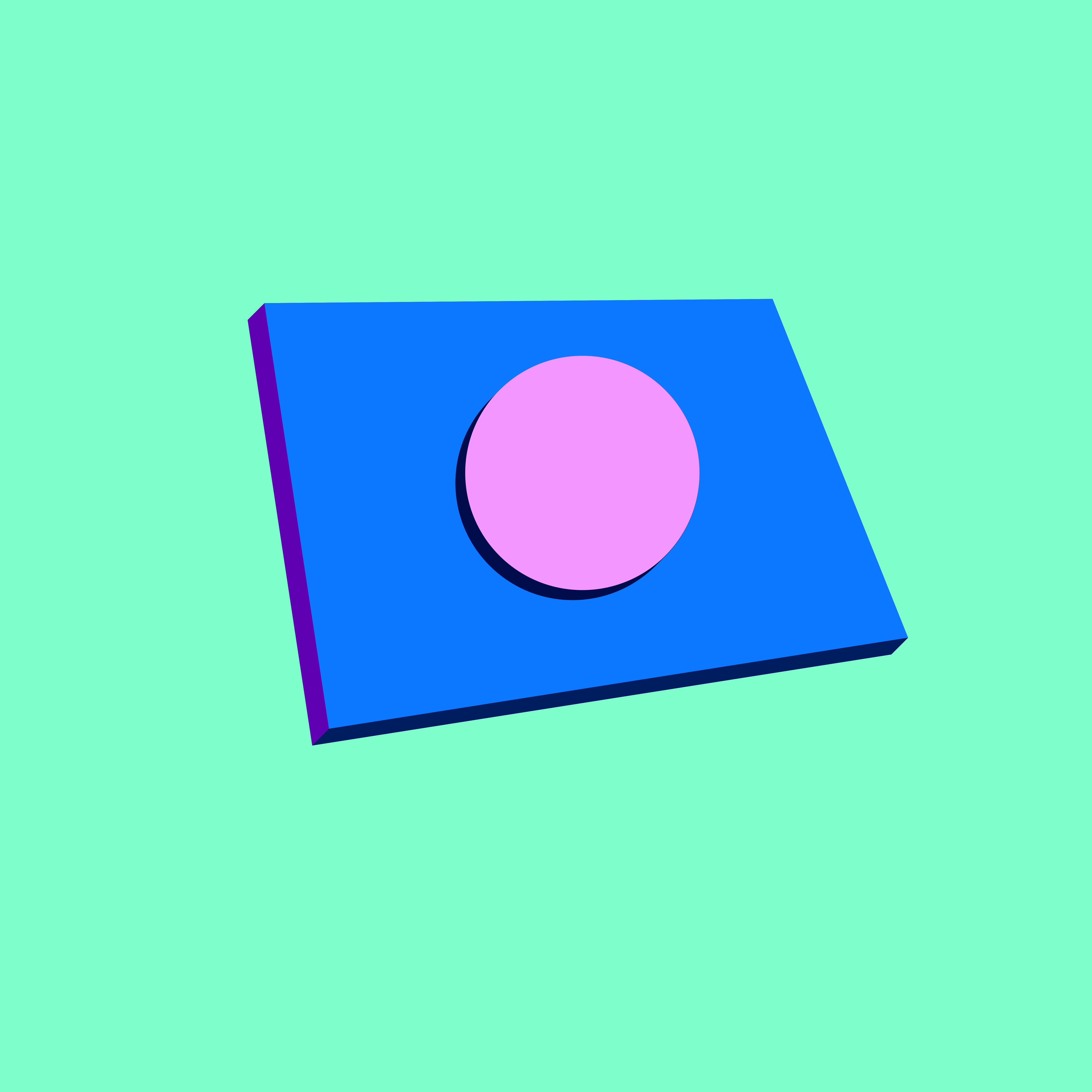 Blue rectangle with pink circle on green background