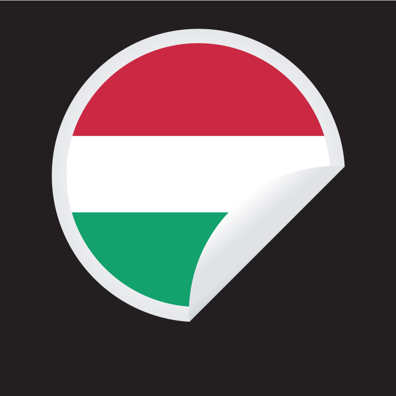 Hungarian flag sticker on black background