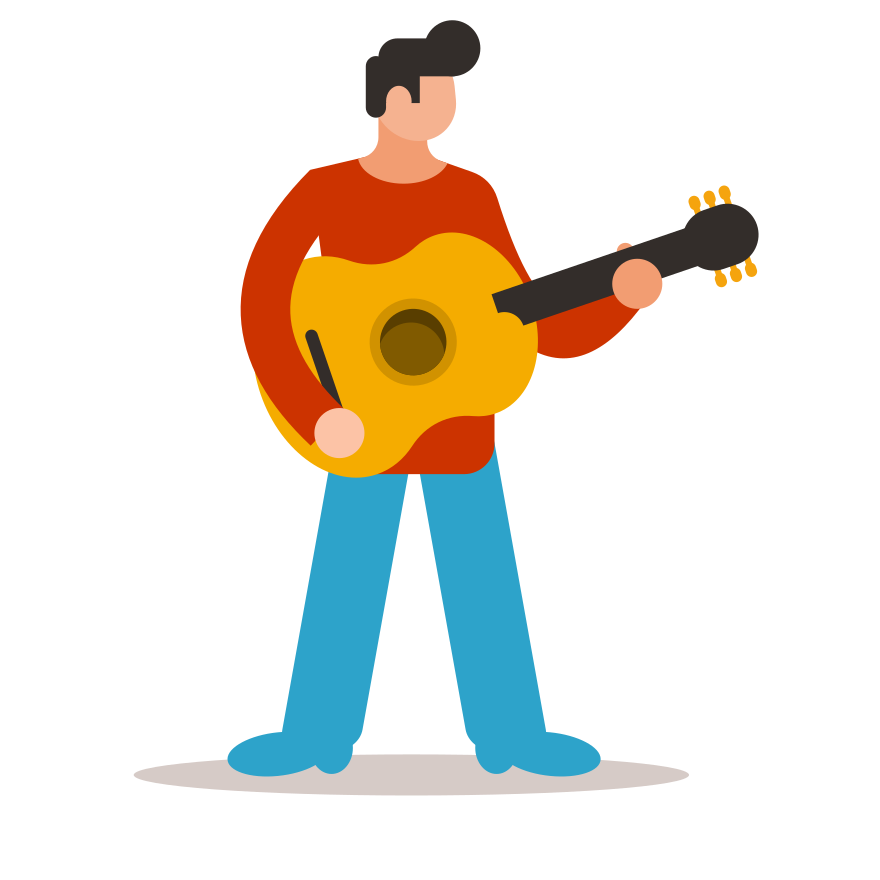 Man playing a yellow acoustic guitar