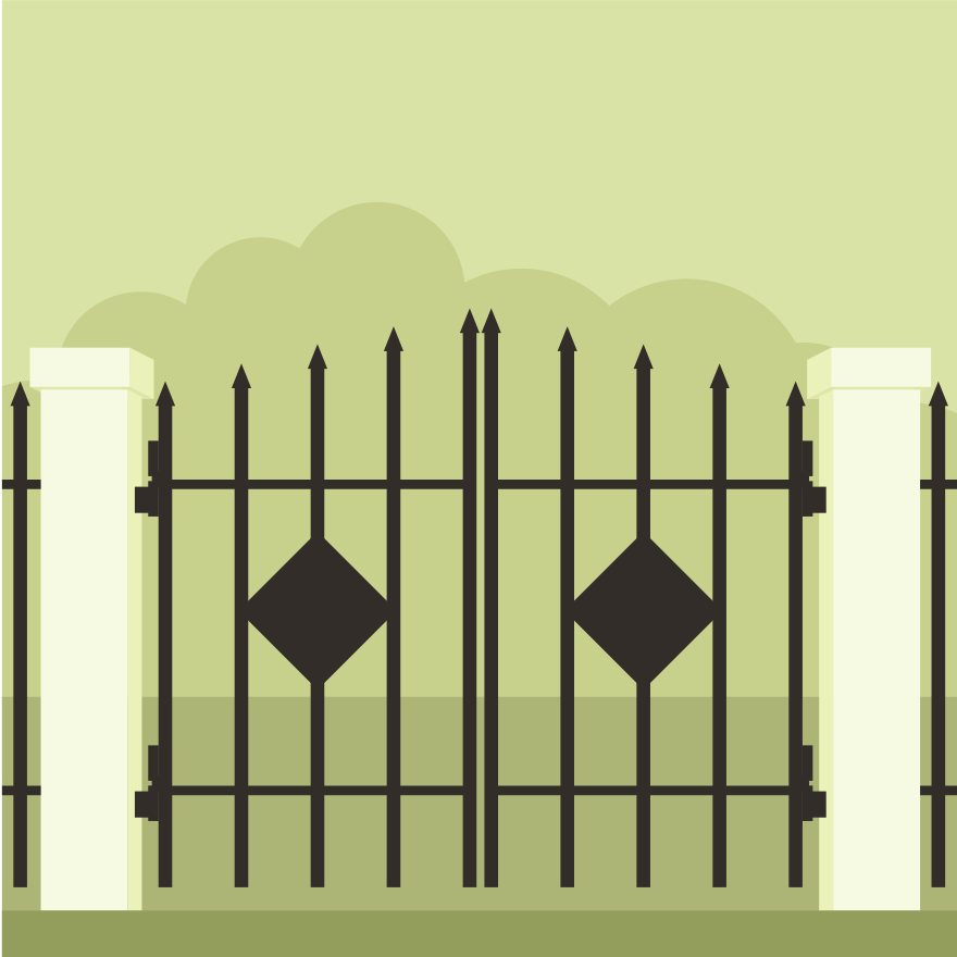 Wrought iron gate with decorative diamond shapes
