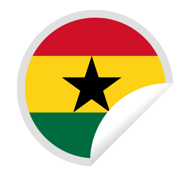 Ghana flag sticker with peeling corner