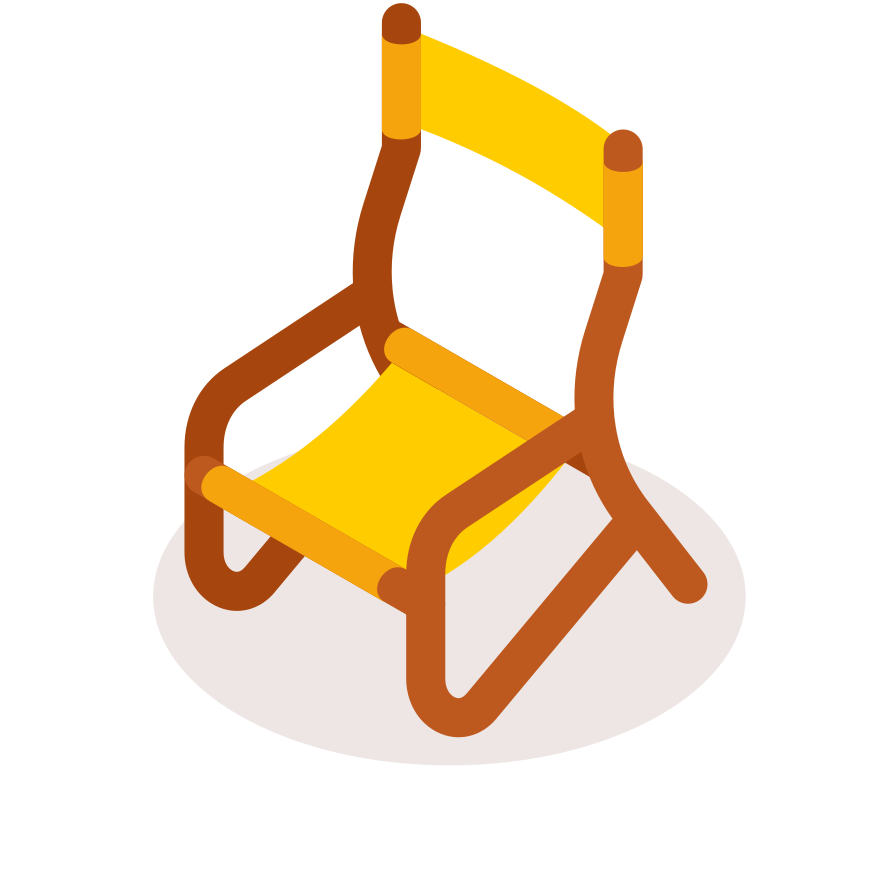 Yellow folding chair on white background
